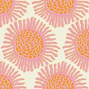 sunflowers in pink and orange