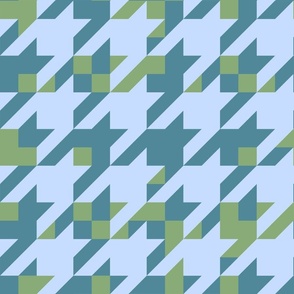 MEDIUM • Alpine Houndstooth 80s Revival 2. Kaki and blue #spoonflowercollection