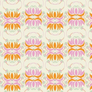 lotus flowers in horizontal lines