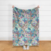 Blue and Purple Stars and Diamonds Abstract Geometric Large
