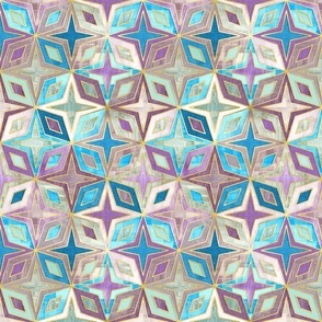 Blue and Purple Stars and Diamonds Abstract Geometric Small