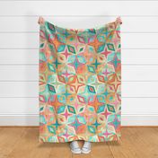 Tangerine and Teal Stars and Diamonds Abstract Geometric Large