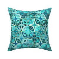 Teal and Blue Stars and Diamonds Abstract Geometric Small
