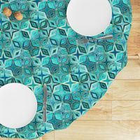 Teal and Blue Stars and Diamonds Abstract Geometric Small