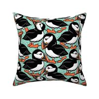 Puffins on Parade - Sea Green