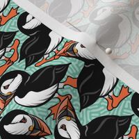 Puffins on Parade - Sea Green - Small