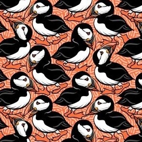 Puffins on Parade - Orange -  Small