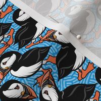 Puffins on Parade - Deep Cyan - Small