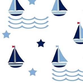 Sweet Baby Blue Sailboats - Larger Scale Boats are about 4 x 4