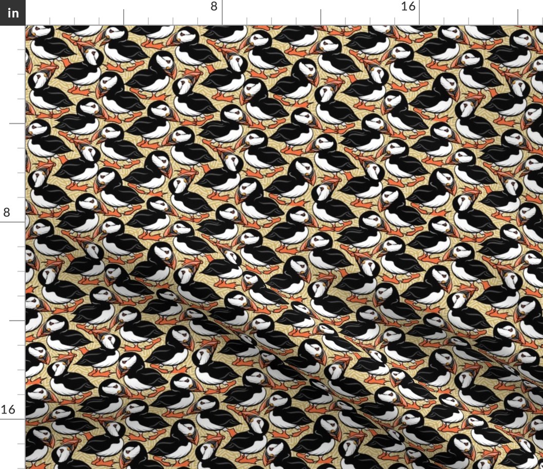 Puffins on Parade - Gold - Small