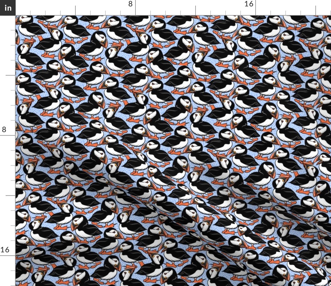 Puffins on Parade - Soft Blue - Small