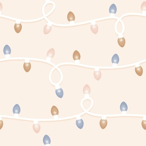 Beige, pink, blue and yellow Christmas Lights - Pastel