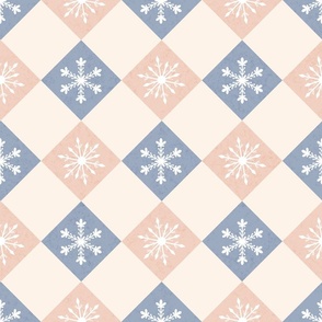 Christmas Pink and blue Snow Diamond - Pastel