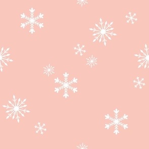 Soft Pink Snow Flakes Snow Falling - Warm