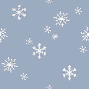 Blue Snow Flakes Snow Falling - Pastel