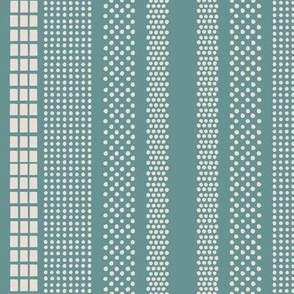 Shell Spot Stripe - Dark Teal (Opal Shadow) on 'White Coffee'