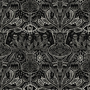 Whimsigothic Wallpaper - carnivorous plants in black and white gothic style