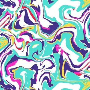 Modern abstract Marble - vibrant fluid swirl of teal, pink, white, purple