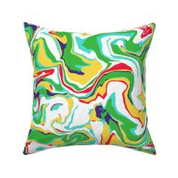 Rainbow Marble - vibrant fluid swirl of red, green, yellow, white