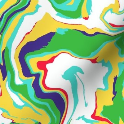 Rainbow Marble - vibrant fluid swirl of red, green, yellow, white