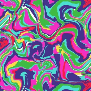 Dark vibrant modern abstract Marble - vibrant fluid swirl of red, green, yellow, purple