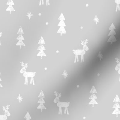 Christmas Reindeer - light grey - winter forest - moose - C20