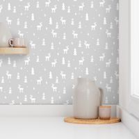 Christmas Reindeer - light grey - winter forest - moose - C20