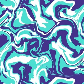 Modern Abstract Ocean Marble - fluid swirl of marine blue, purple and white