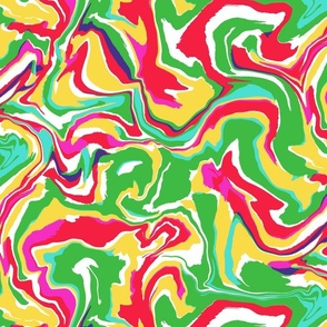 Abstract  Marble - vibrant fluid swirl of red, green, yellow