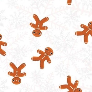Midi - Cute Christmas Gingerbread Men & Festive Snowflakes - Winter White