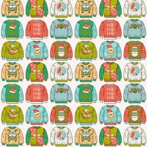 tiny ugly hippie christmas sweaters