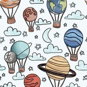 Solar System Hot Air Balloons in day sky//6 inch