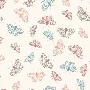 Scattered Delicate Butterflies//Cream//Medium