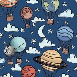 Solar System Hot Air Balloons in Night Sky//6 inch