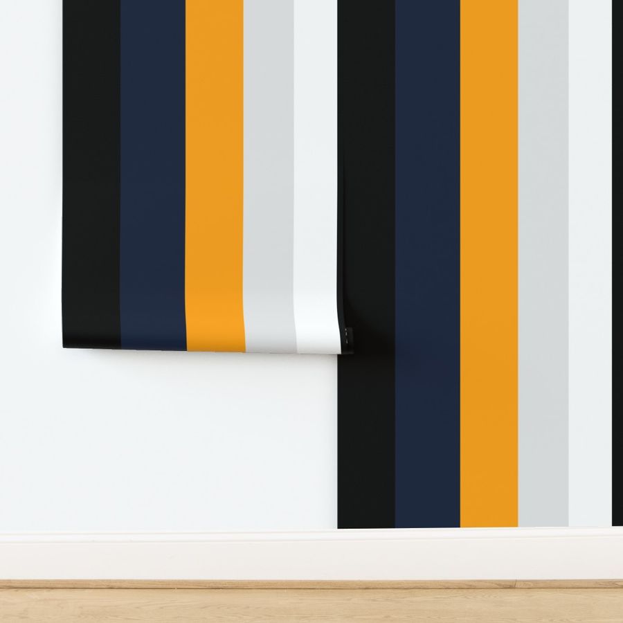 blue, gray, white and yellow stripes