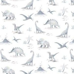 Watercolor Dinosaurs Neutral and White Large 5.5" 