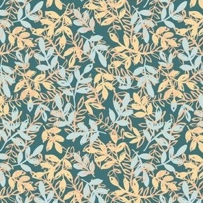 Scattered Leaves and Branches//teal//Medium