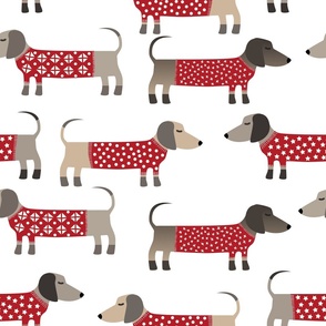 Dachshund Dogs in Holiday Sweaters Jumbo Large Scale