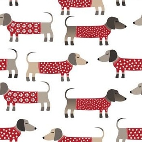 Dachshund Dogs in Holiday Sweaters Small Scale