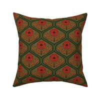 Medium Flower Burst Ogee in Fall Reds and Greens