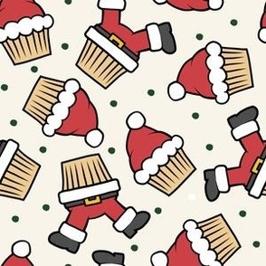Santa Cupcakes - Christmas Holiday - cream - LAD23