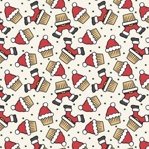 (small scale) Santa Cupcakes - Christmas Holiday - cream - LAD23
