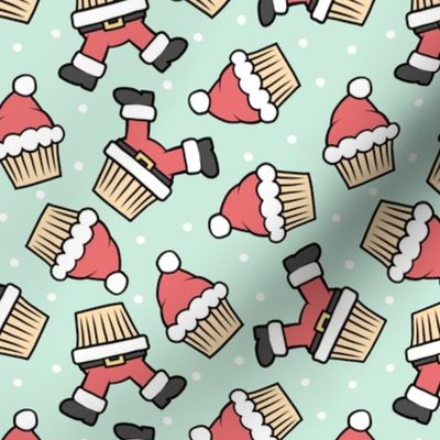 Santa Cupcakes - Christmas Holiday - mint - LAD23