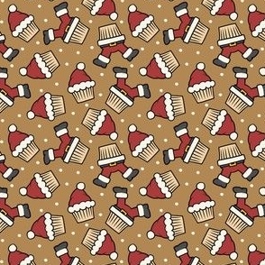 (small scale) Santa Cupcakes - Christmas Holiday - gold - LAD23