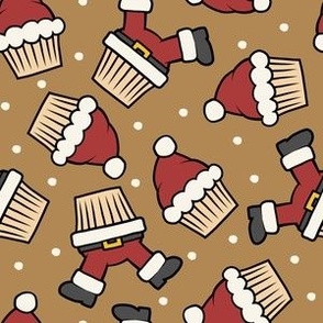 Santa Cupcakes - Christmas Holiday - gold - LAD23