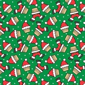 (small scale) Santa Cupcakes - Christmas Holiday - green - LAD23