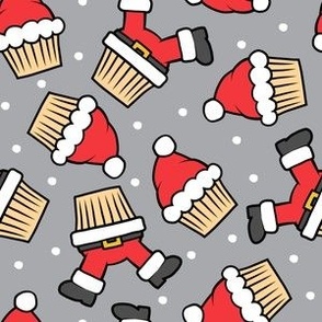 Santa Cupcakes - Christmas Holiday - grey  - LAD23