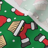 Santa Cupcakes - Christmas Holiday - green - LAD23