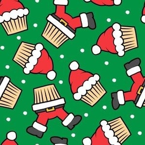 Santa Cupcakes - Christmas Holiday - green - LAD23