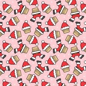 (small scale) Santa Cupcakes - Christmas Holiday - pink - LAD23
